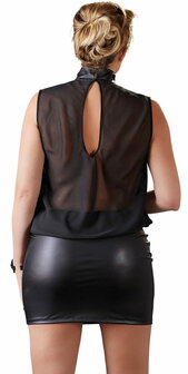 Plus size netstof jurkje met wetlook rok