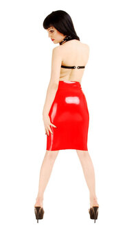 Rode Latex rok met ritssluiting