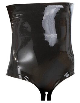 Zwarte Latex taille slip open kruis