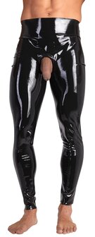 Zwarte Latex legging met penis opening