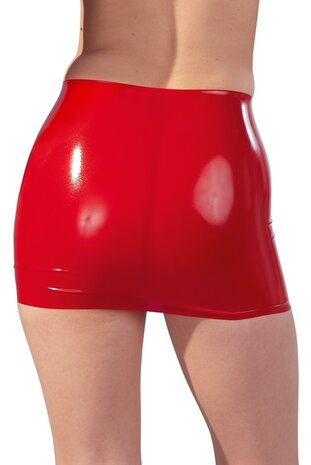 Rood latex mini rokje