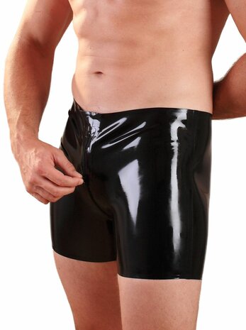 Latex short met rits door het kruis