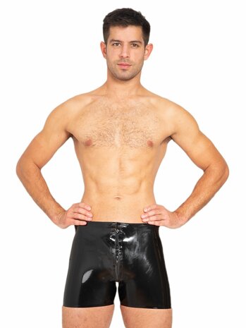 Latex short met rits door het kruis