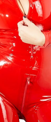 Latex catsuit rood