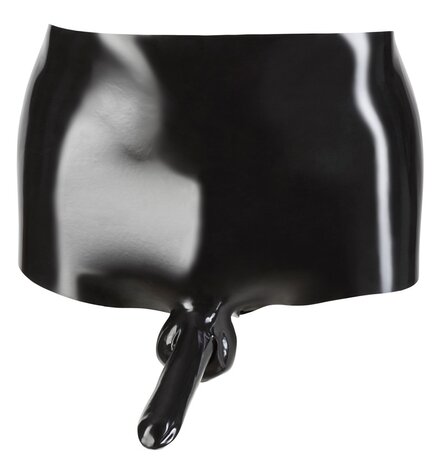 Zwarte Latex boxer met penissleeve