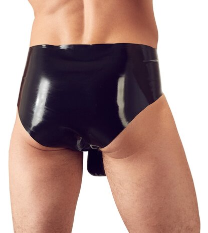 Latex short met penissleeve en balzak