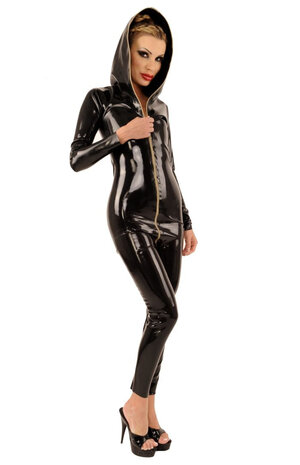 Latex catsuit met capuchon